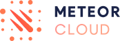 Meteor Cloud Logo whit blue text and line break