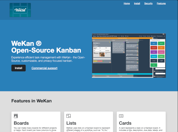 Homepage of Wekan
